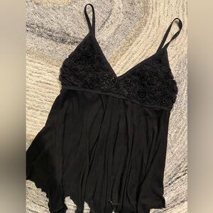 Nally & Millie Elegant Black Camisole with Floral Details